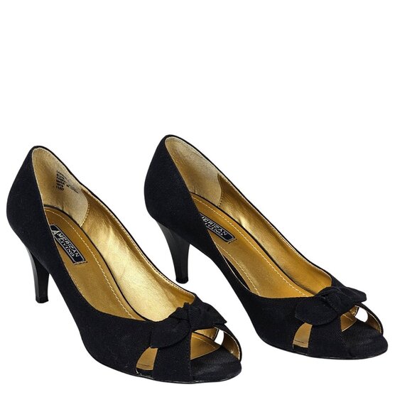 OpenToe Black Gold Sophisticated Elegant ModernChic Classy Pump 3" Heel Shoe 8.5 - Picture 6 of 15